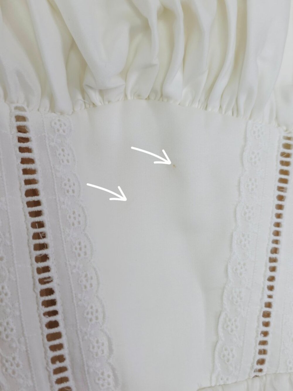 House of CB Thea Dress White Voile Broderie Anglais Lace Trim Midi Size XS - Picture 10 of 12